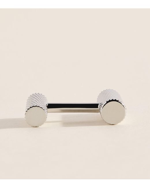 Babette Wasserman Natural Rhodium-Plated Thread Bar Cufflinks for men