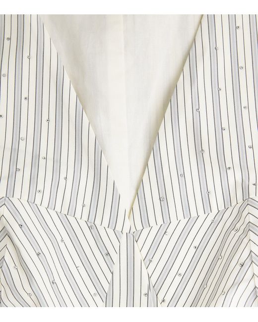 Sandro White Embellished Stripe Crop Top