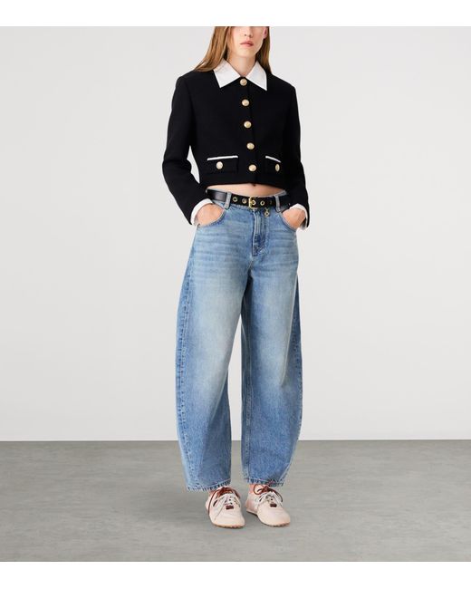 Maje Blue Knitted Glitter Jacket