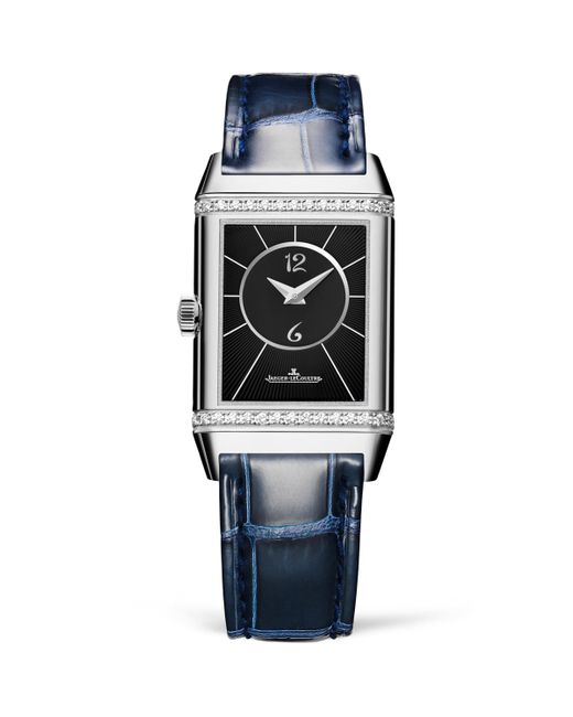 Jaeger-lecoultre Blue Stainless Steel And Diamond Reverso Classic Duetto Watch