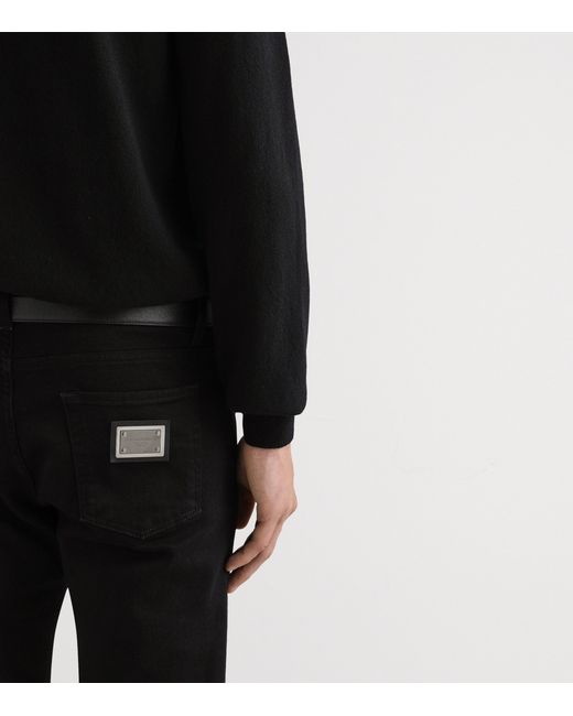 Dolce & Gabbana Black Virgin Wool Embroidered Sweater for men