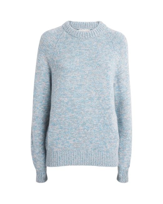 Johnstons Blue Cashmere Crew-Neck Fyfe Sweater
