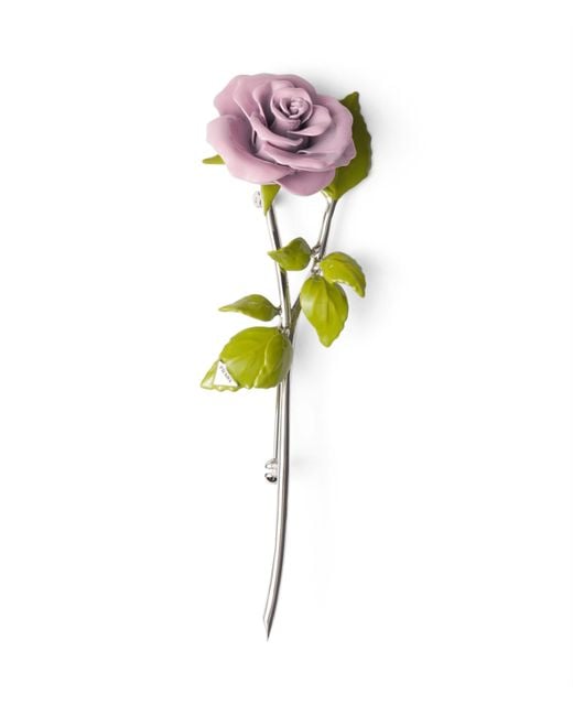 Prada Green Enamel Flower Brooch