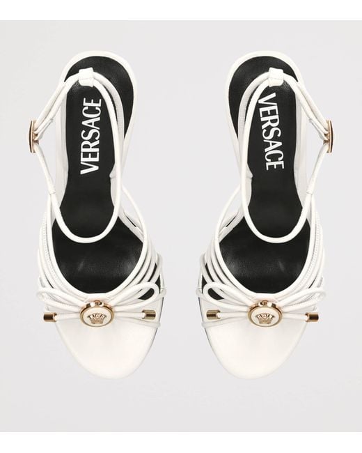 Versace White Leather Opera Bow Sandals 85