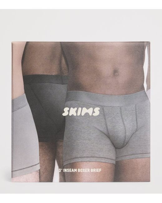 Skims Gray Stretch-Jersey Boxer Briefs for men