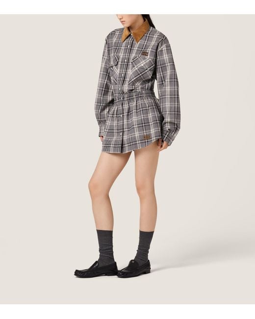 Miu Miu Gray Cotton Flannel Shirt
