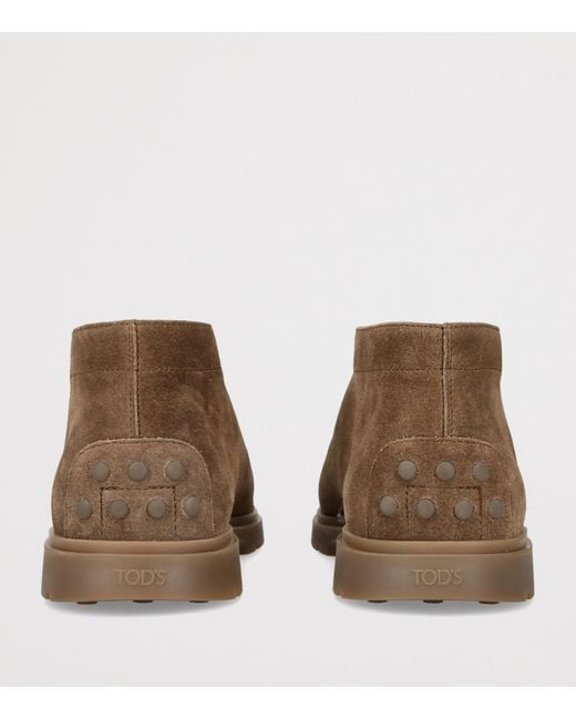 Tod's Brown Suede Ankle Boots for men