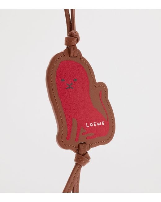 Loewe Red Leather Tag Bag Charm