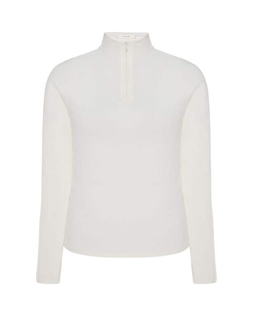 The Row White Patti Stretch-Viscose High-Neck Top