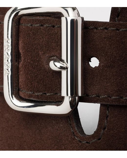 Prada Brown Suede Buckle Mules for men