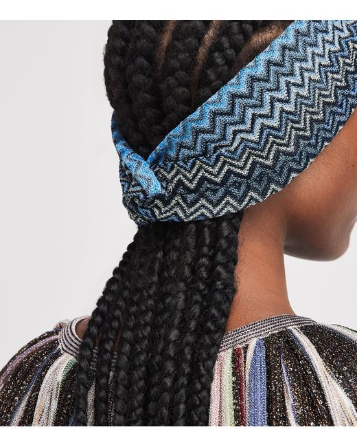 Missoni Blue Knot-Front Zigzag Headband