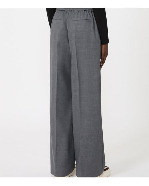 Weekend by Maxmara Gray Virgin Wool-Blend Trousers