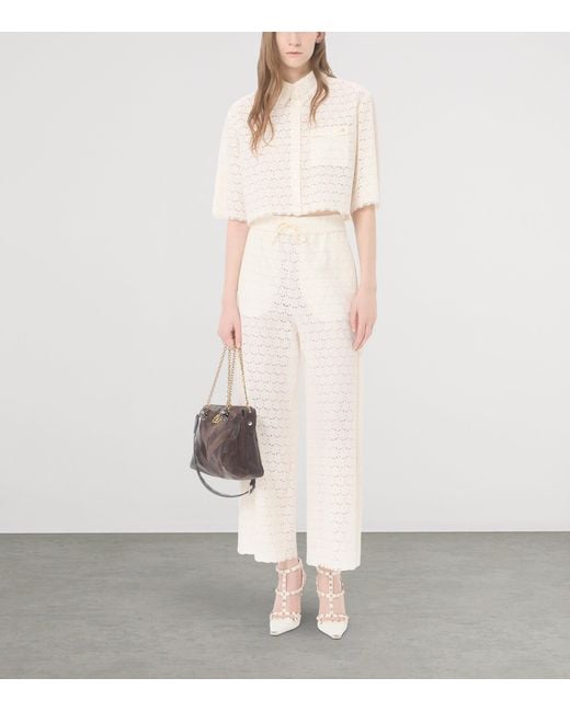 Valentino Natural Cropped Broderie Anglaise Shirt