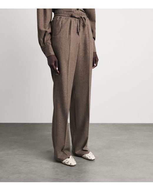 Kiton Brown Virgin Wool-Cashmere Straight Trousers