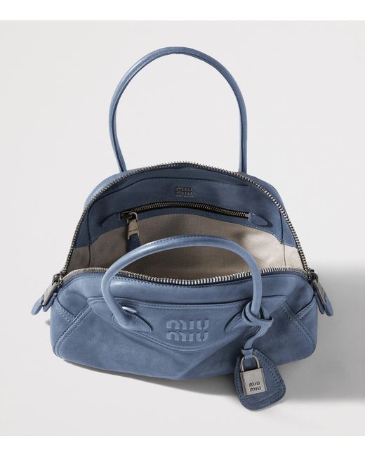 Miu Miu Blue Nappa Leather Vivant Top-Handle Bag