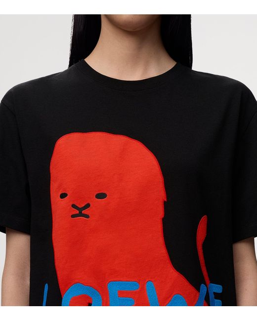 Loewe Black Cotton-Blend Printed T-Shirt