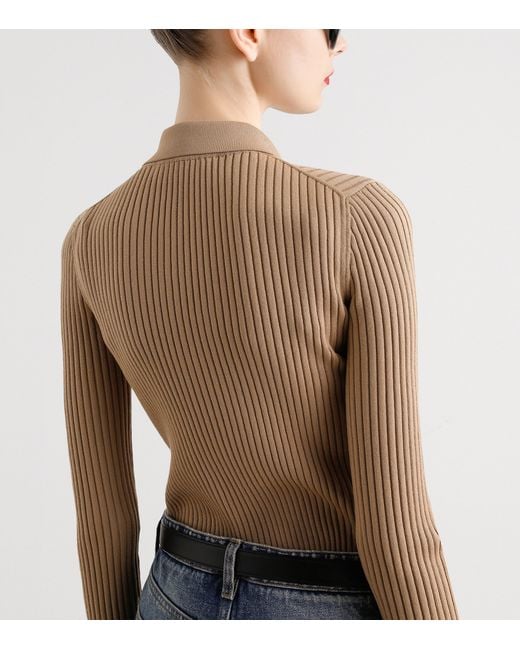 Dolce & Gabbana Natural Virgin Wool-Blend Polo Sweater