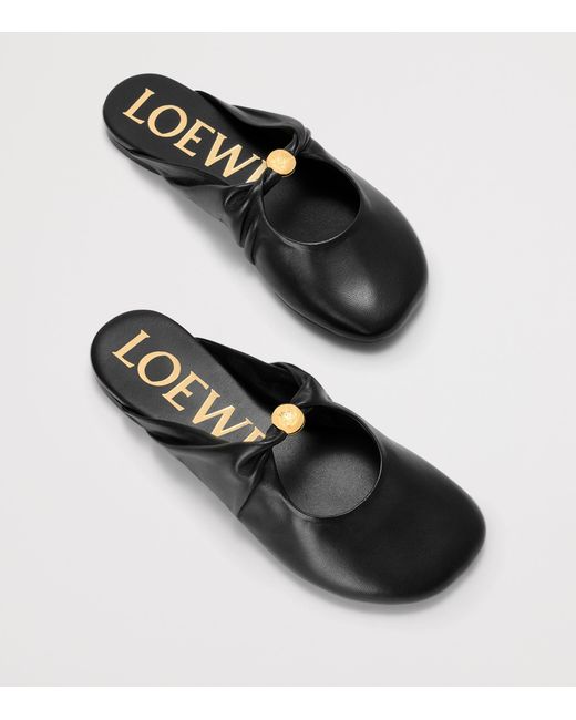 Loewe Black Leather Pebble Mules