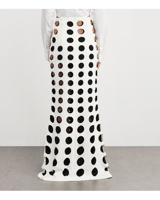A.W.A.K.E. MODE White Layered Hole Maxi Skirt