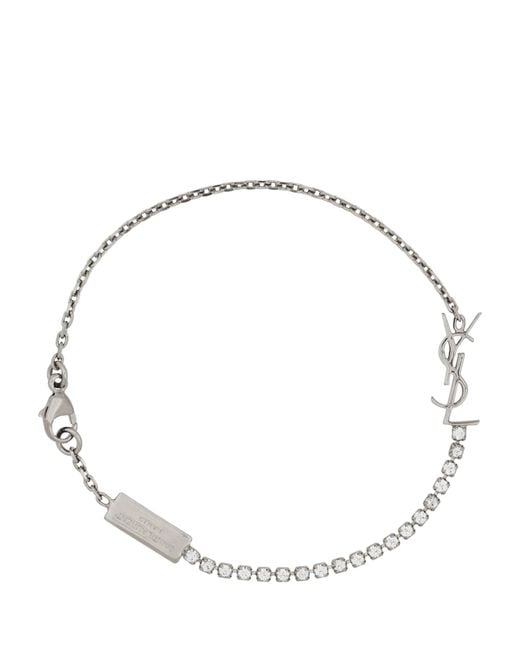 Saint Laurent Metallic Embellished Cassandre Bracelet