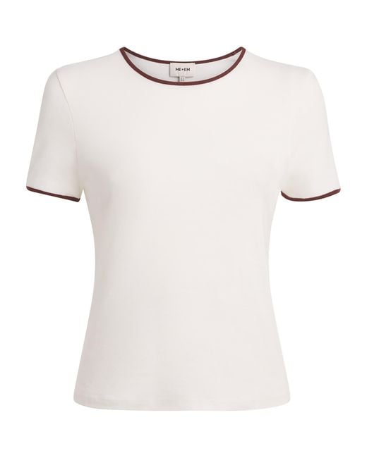 ME+EM White Organic Cotton Slim Ringer T-Shirt