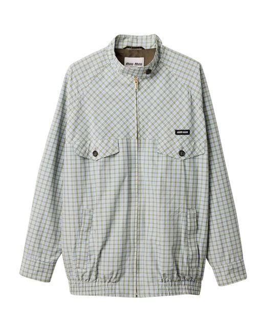 Miu Miu Gray Technical Check Print Blouson Jacket