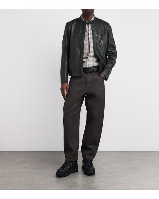 Belstaff Black Cheviot Leather V Racer Jacket for men