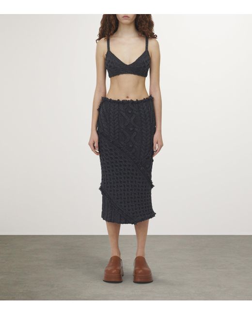 Alexander McQueen Black Cable-Knit Pencil Skirt