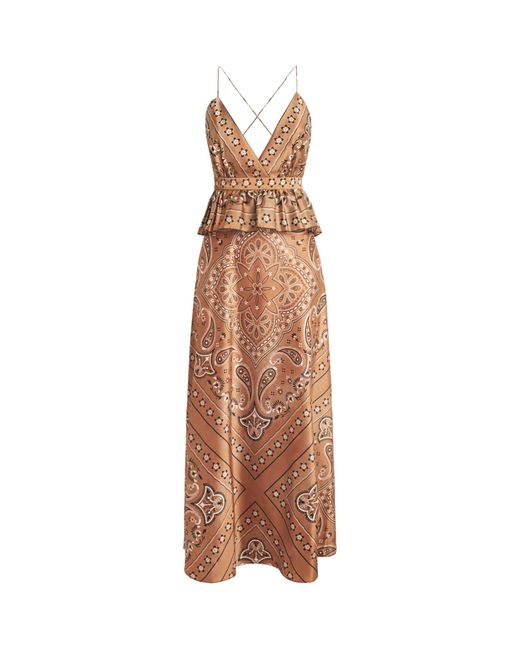 Sandro Brown Bandana Print Maxi Dress