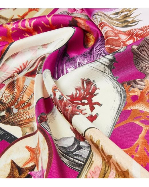 Max Mara Pink Silk Printed Square Scarf