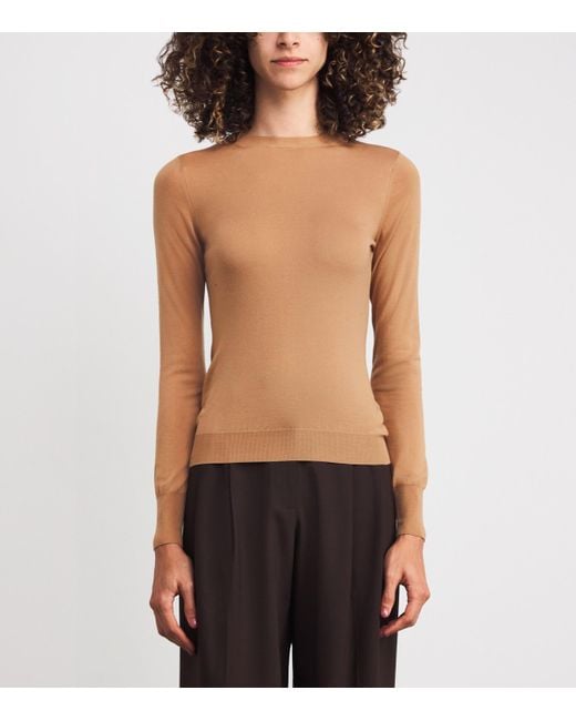 Colombo Brown Kid Wool Crew-Neck Sweater