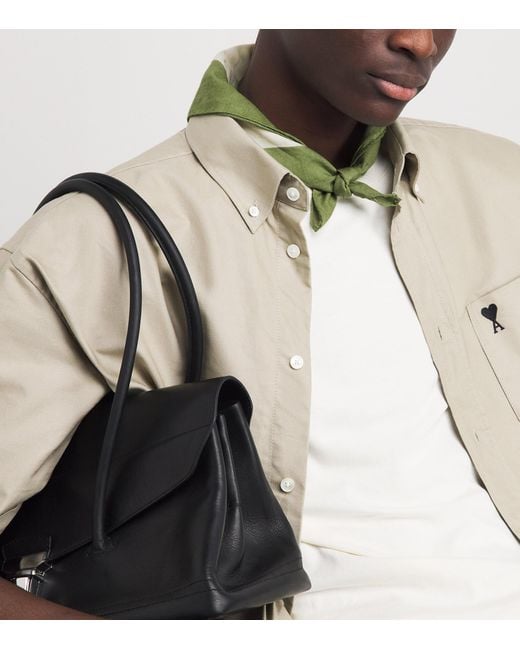 AMI Green Cotton Ami De Coeur Scarf for men