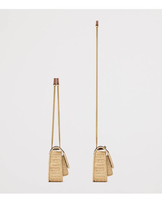Saint Laurent Natural Mini Raffia Nikki Shoulder Bag