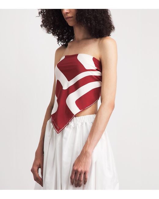 Camilla & Marc Red Silk Printed Scarf Top