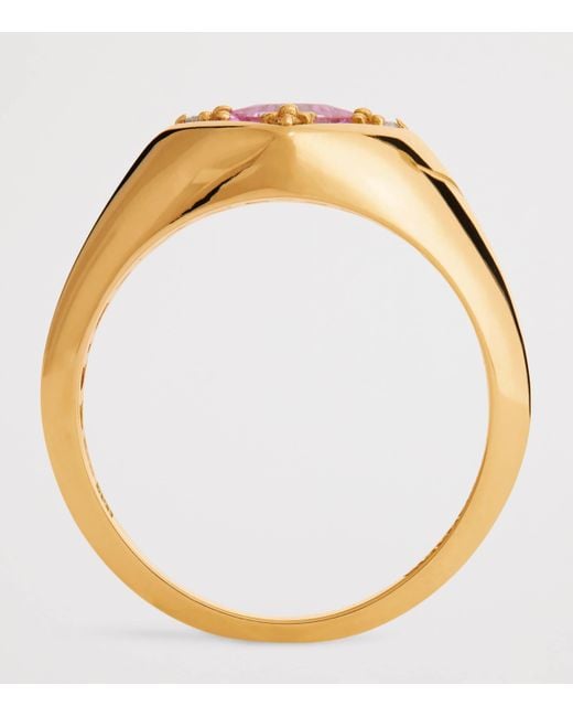 Suzanne Kalan Metallic Diamond And Sapphire Princess Signet Ring