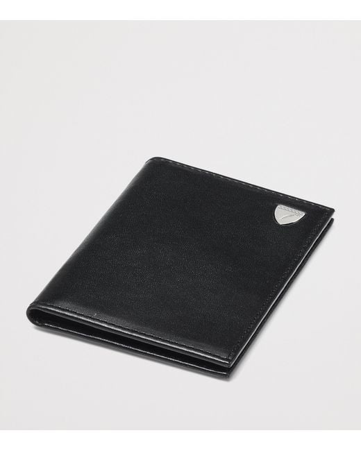 Aspinal Black Leather Double Fold Card Holder