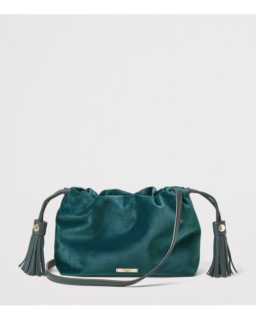 Aspinal Green Velvet Freida Top-Handle Bag