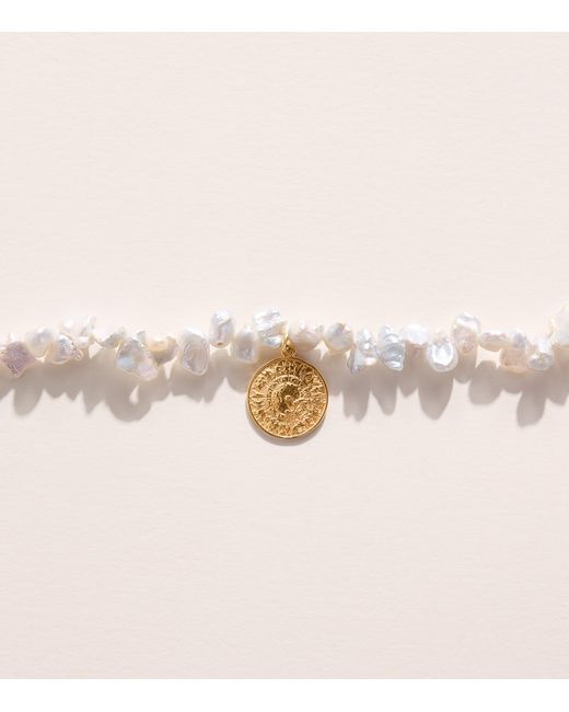 Hermina Athens Natural Freshwater Pearl Shield Pendant Necklace