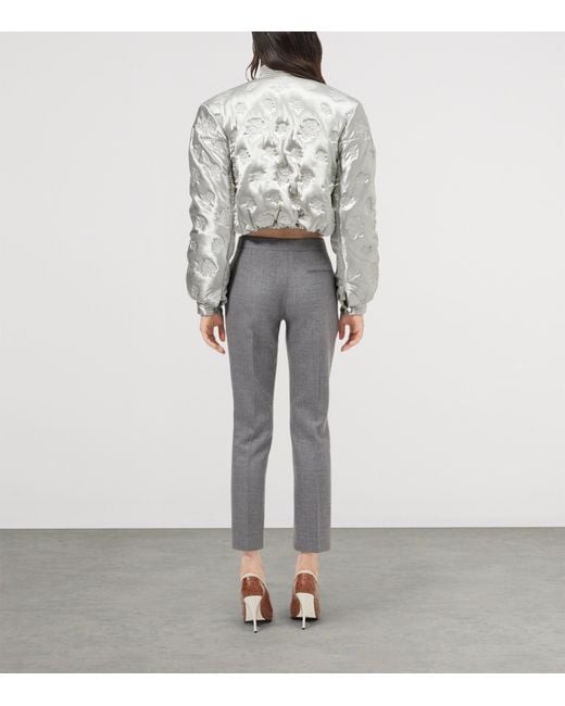 McQueen Gray Wool Cropped Cigarette Trousers