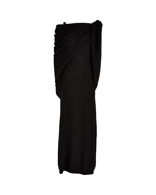 Totême  Black Shawl-detail Maxi Dress