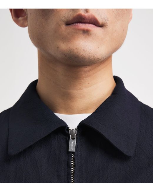 Barena Blue Cotton-Blend Crinkle Overshirt for men