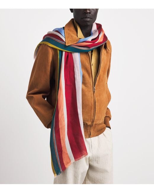 Paul Smith Red Signature Stripe Block Scarf for men