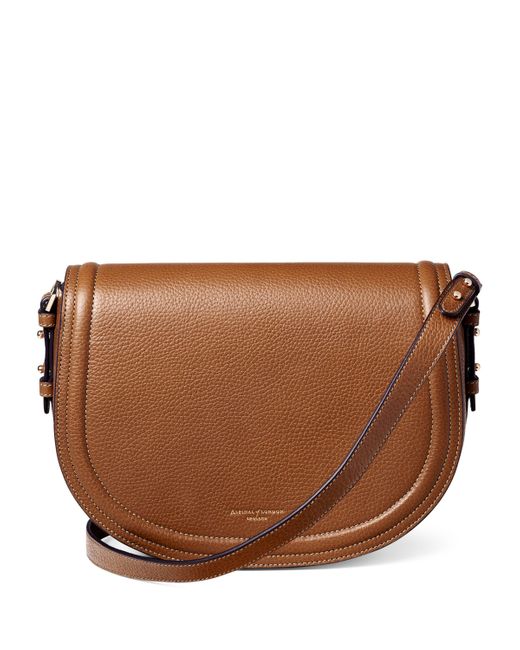 Aspinal Brown Large Leather Stella Cross-Body Satchel Bag