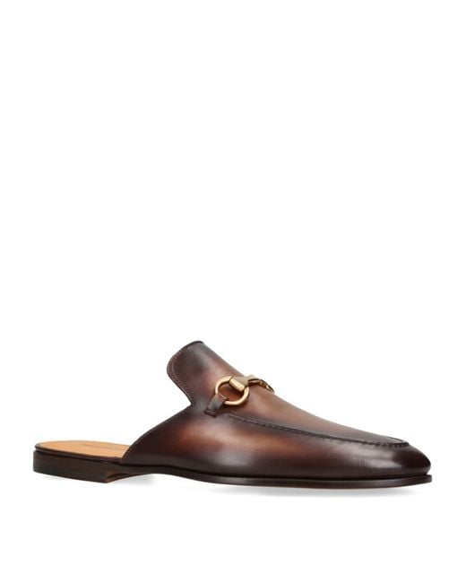 Magnanni Shoes Brown Leather Horsebit Mules for men