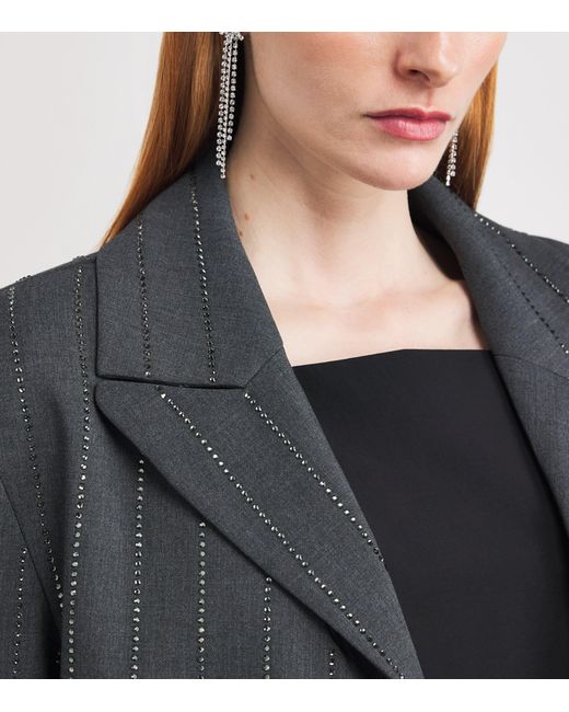 Self-Portrait Blue Embellished Pinstripe Blazer