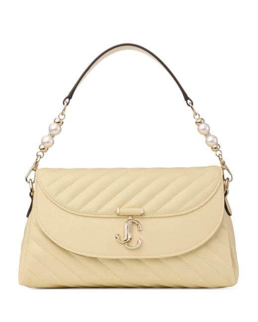 Jimmy Choo Natural Curve Quilted Leather Top-Handle Bag