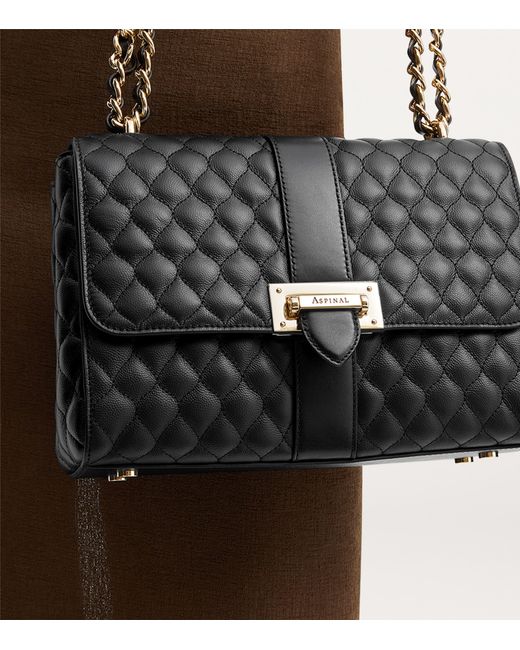 Aspinal Black Large Leather Lottie Cross-Body Bag