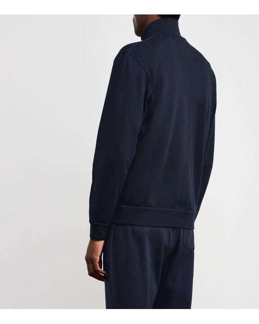Brioni Blue Cotton-Blend Zip-Up Sweater for men