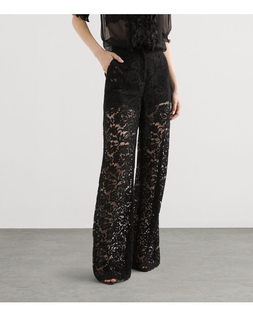 Dolce & Gabbana Black Lace Wide-Leg Trousers