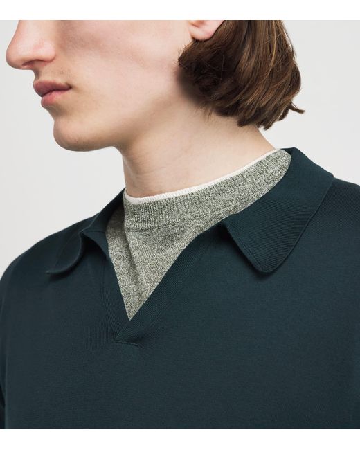 John Smedley Green Sea Island Cotton Noah Polo Shirt for men